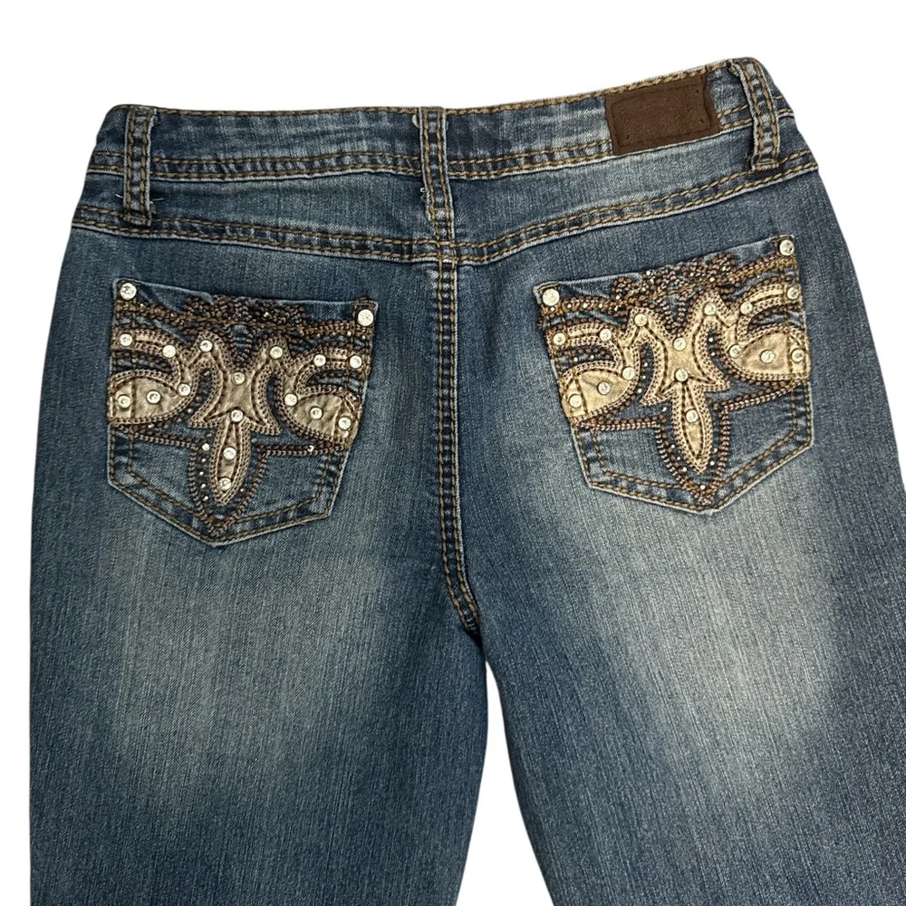 Earl Jeans Women's Classic Blue Boot‎ Cut Jeans Embroidered Embellished Size 2